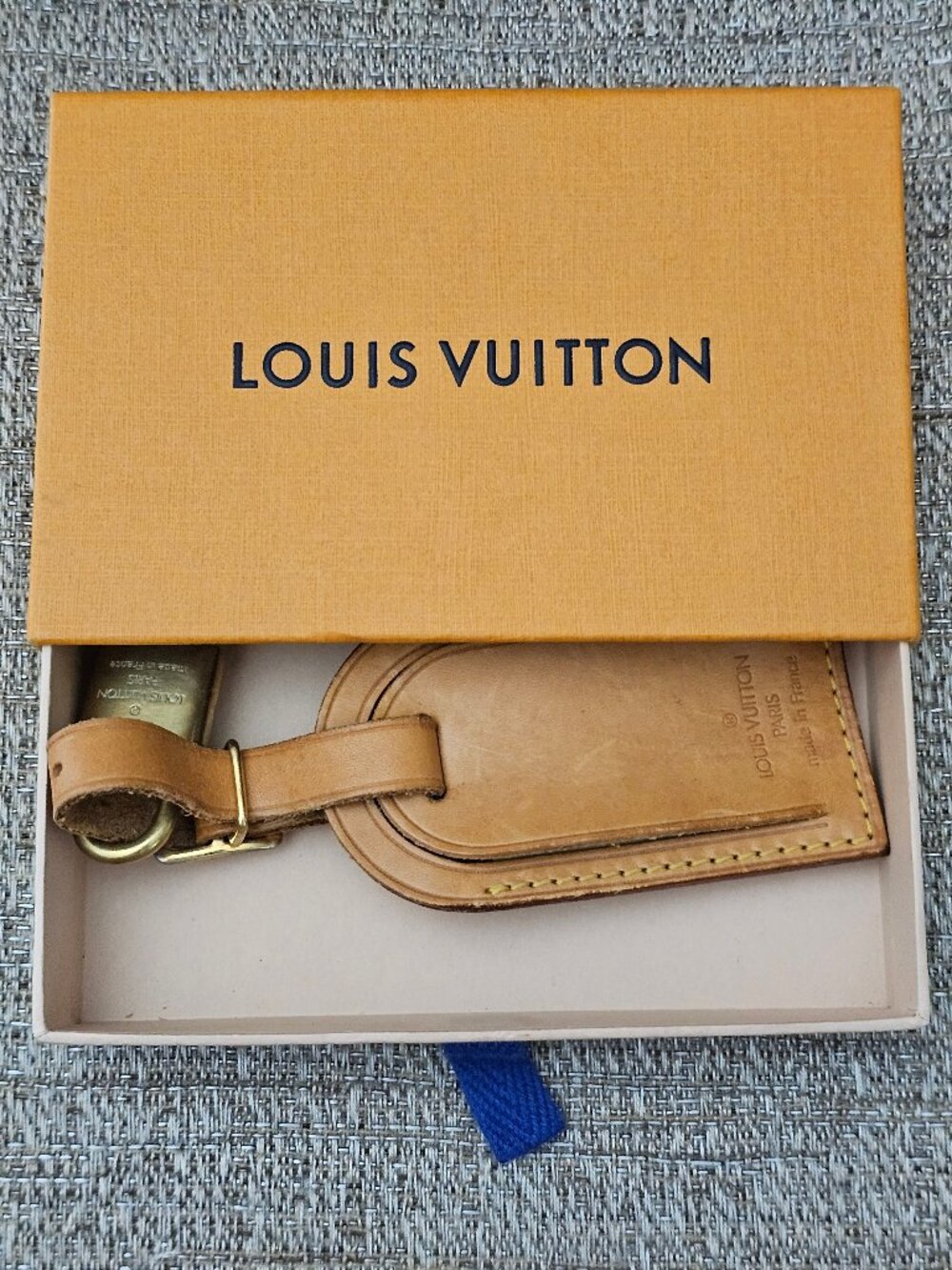 Vintage Louis Vuitton Vachetta Luggage Tag Padlock 2 Keys Box Made France